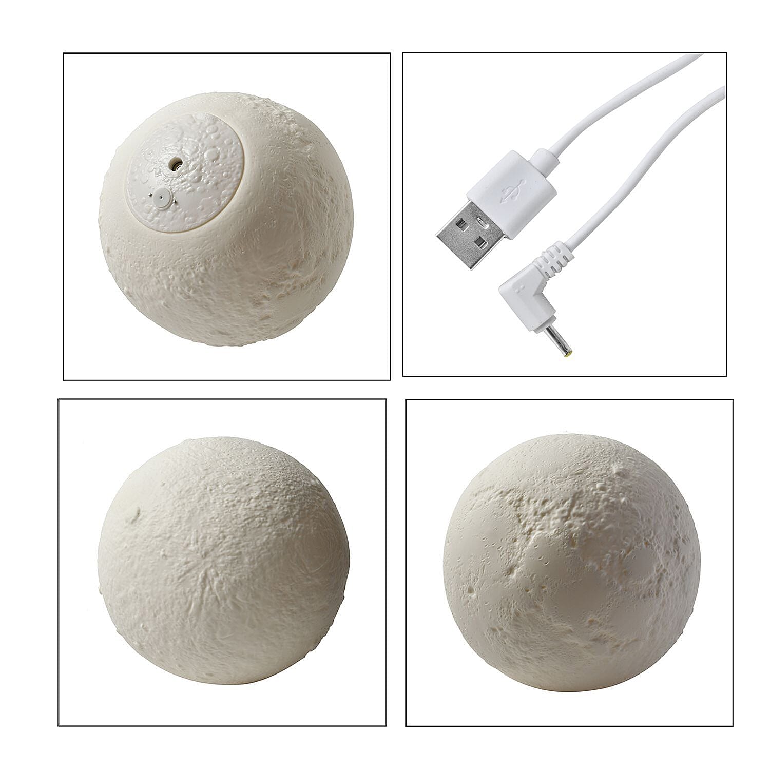 USB Moon Lamp Aroma Diffuser with Wooden Stand & 3 Colour Light Options (Size 15 Cm) - Yellow, White and Warm Yellow