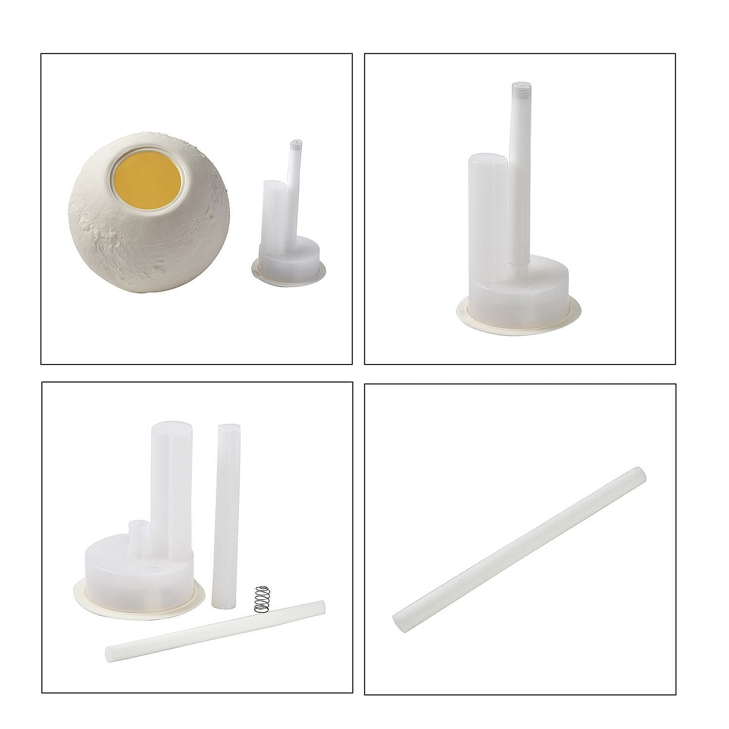 USB Moon Lamp Aroma Diffuser with Wooden Stand & 3 Colour Light Options (Size 15 Cm) - Yellow, White and Warm Yellow