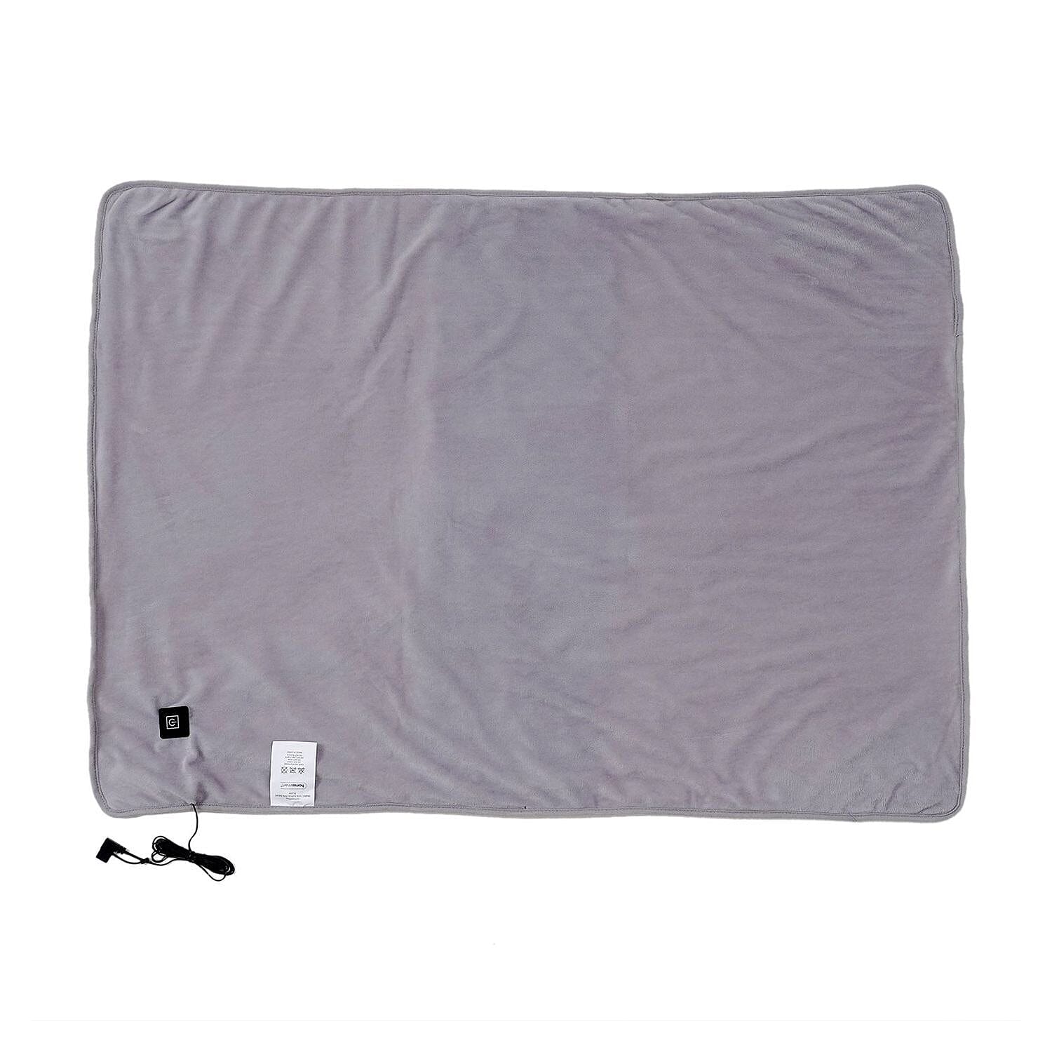 Sherpa Lined Heating Relief Blanket with USB Cable (Size 95x70 Cm)