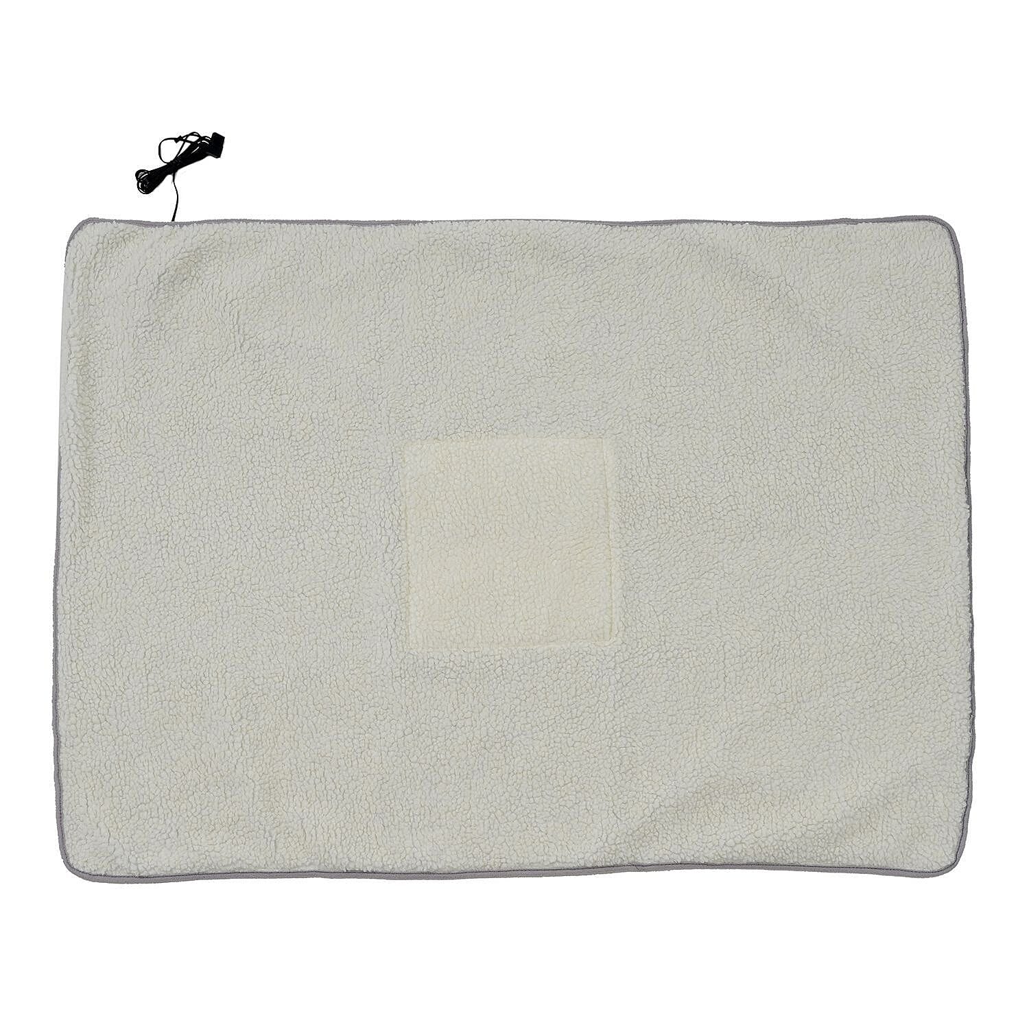 Sherpa Lined Heating Relief Blanket with USB Cable (Size 95x70 Cm)