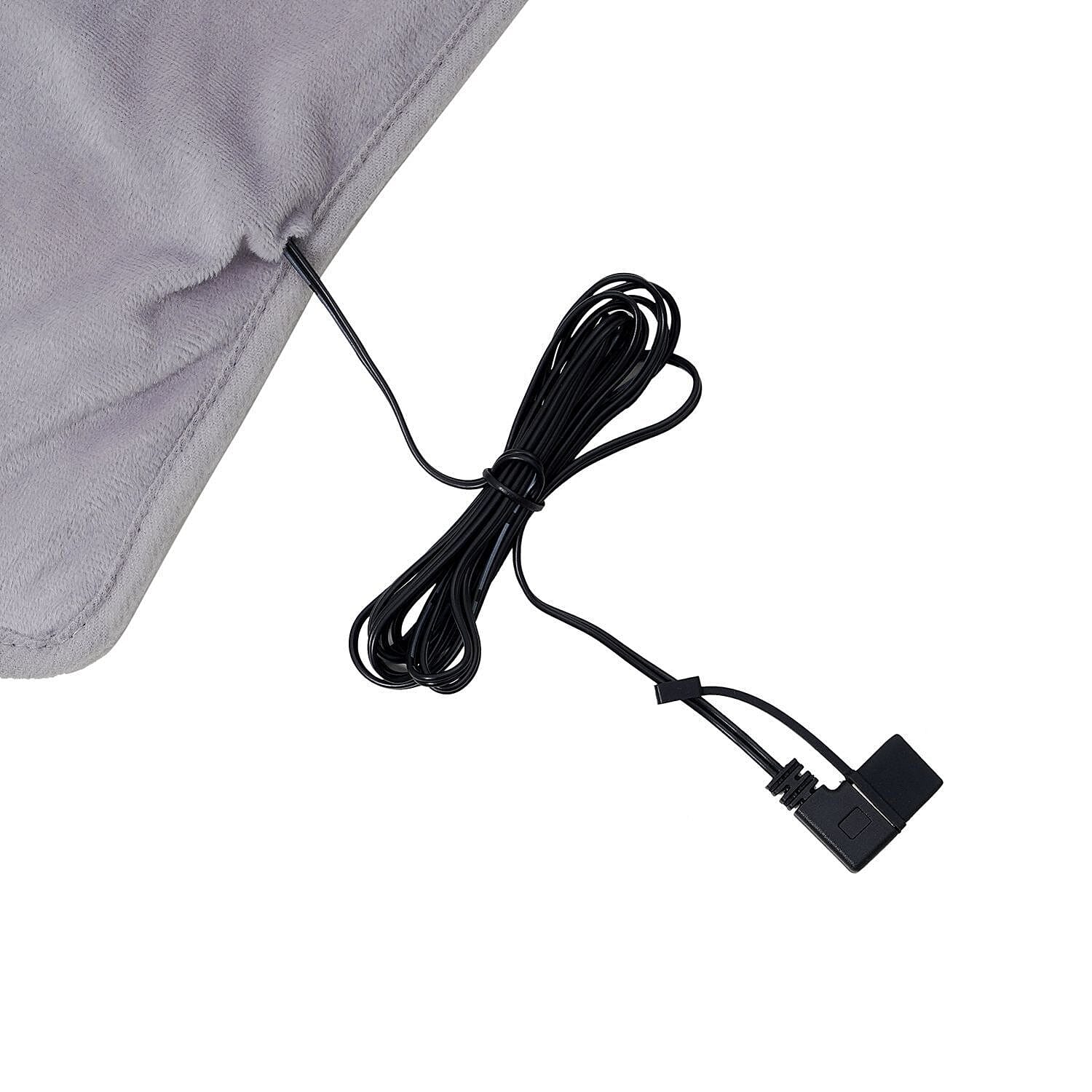 Sherpa Lined Heating Relief Blanket with USB Cable (Size 95x70 Cm)