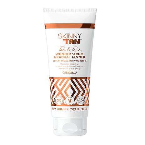 Skinny Tan- Wonder Serum Tanning Bundle (Incl. Wonder Serum Self-Tanner - 145ml, Wonder Serum Gradual Tanner - 200ml, Luxury Tanning Mitt - Tan Exfoliating Mitt)