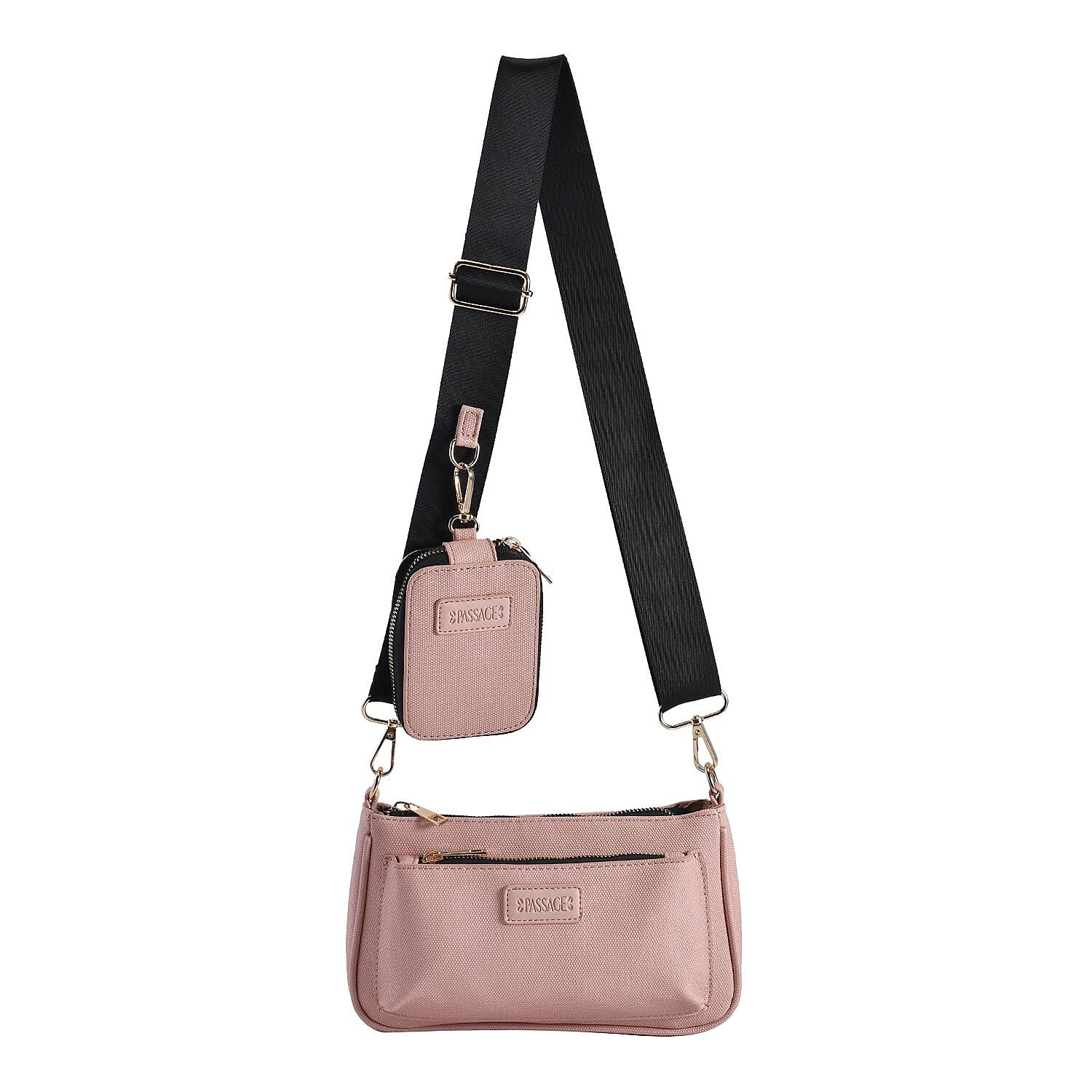 Passage Crossbody Bag with Detachable Coin Pouch RFID Protected - Pink & Olive