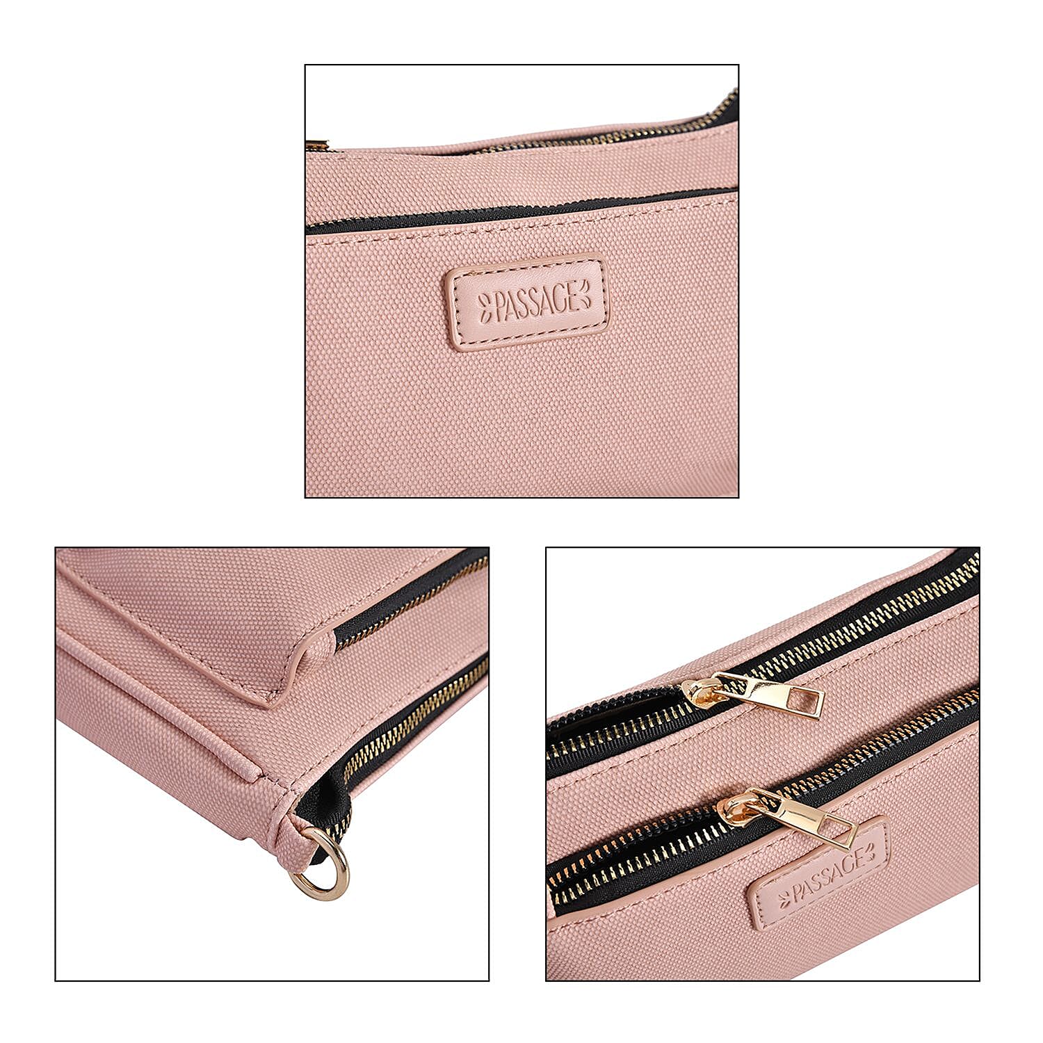 Passage Crossbody Bag with Detachable Coin Pouch RFID Protected - Pink & Olive