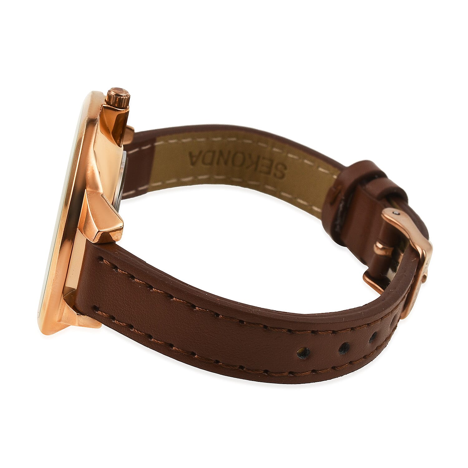 Close out Deal - Sekonda Watch Rose Gold Skeleton Look Dial with Leather Strap