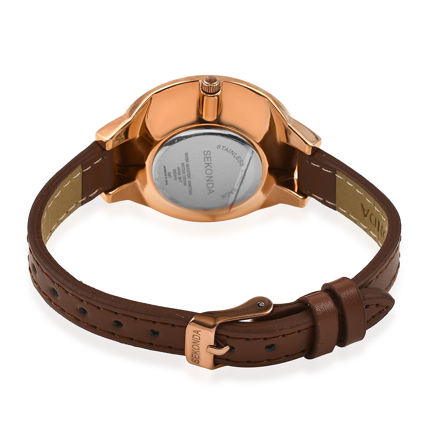 Close out Deal - Sekonda Watch Rose Gold Skeleton Look Dial with Leather Strap