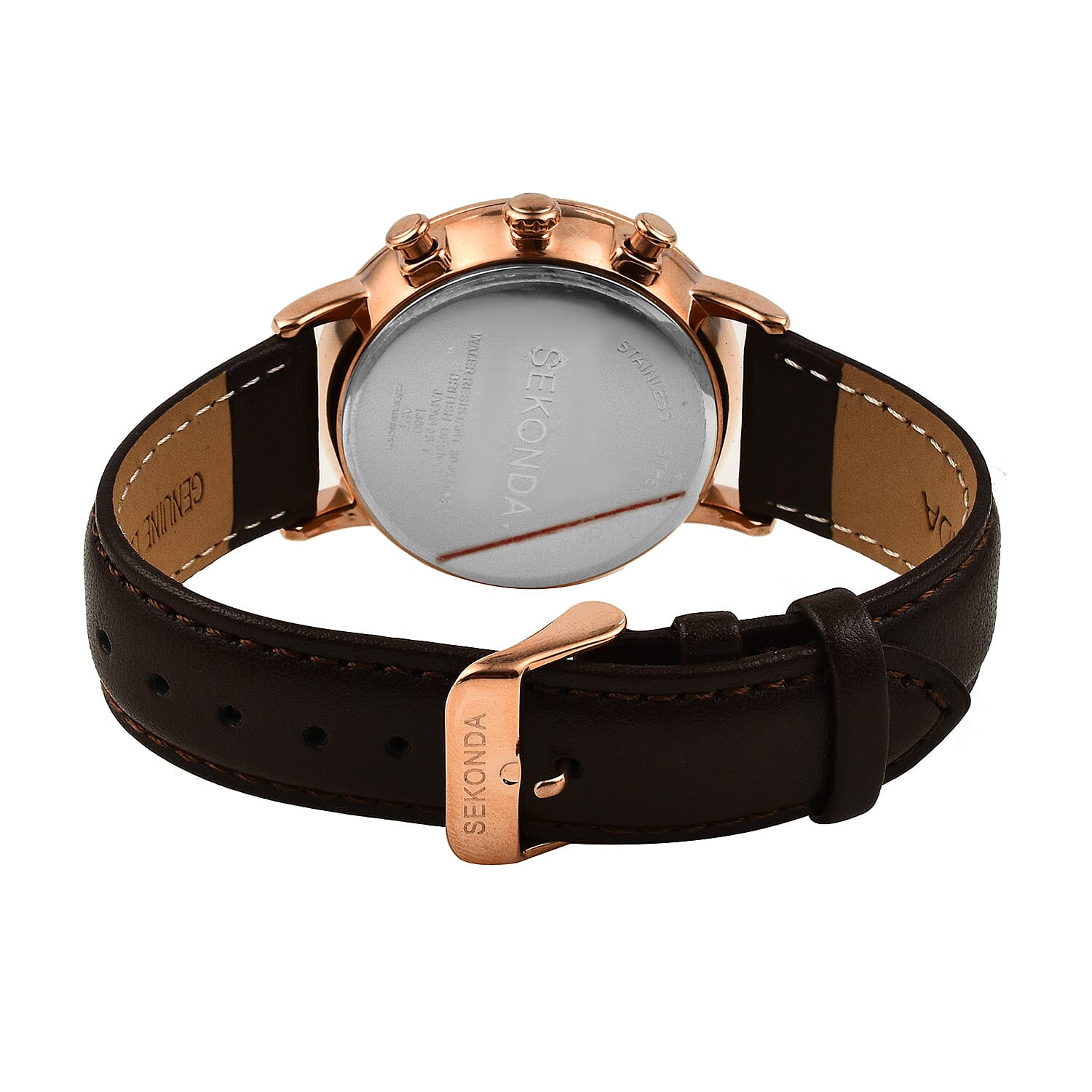 Close out Deal - Sekonda Black Chronograph Dial Watch with Leather Belt