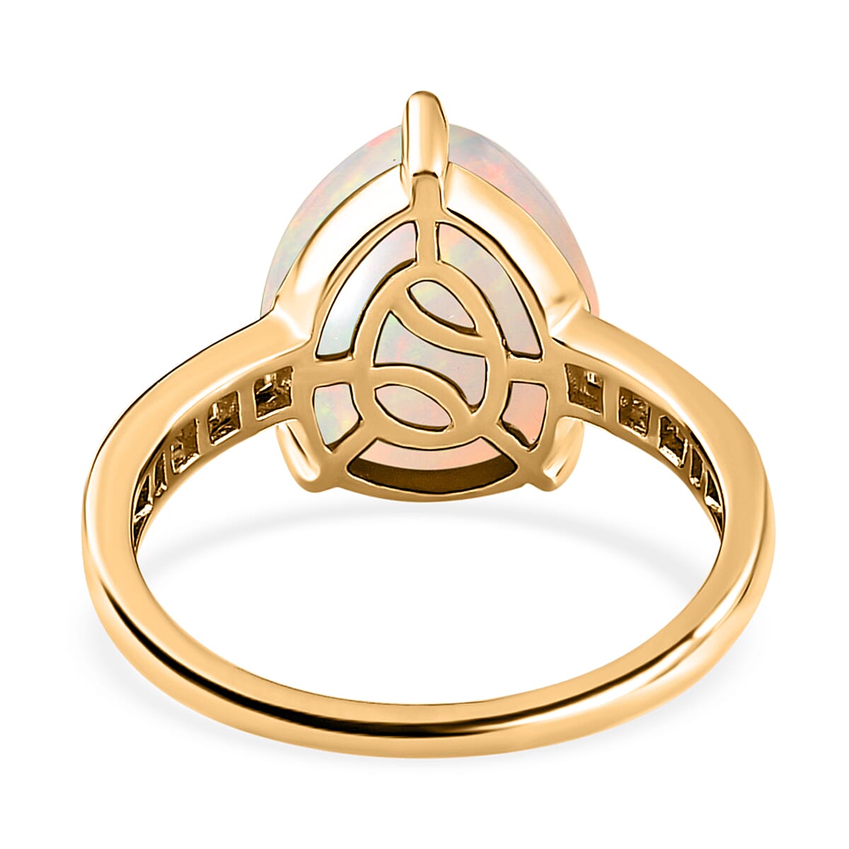 9K Yellow Gold Ethiopian Welo Opal and Diamond Ring 3.50 Ct.