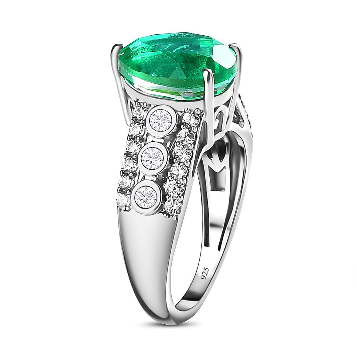 Peacock Triplet Quartz and Natural Cambodian Zircon Ring in Platinum Overlay Sterling Silver 4.37 Ct