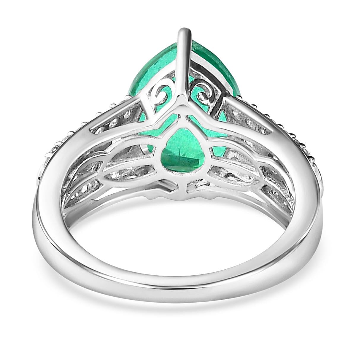 Peacock Triplet Quartz and Natural Cambodian Zircon Ring in Platinum Overlay Sterling Silver 4.37 Ct