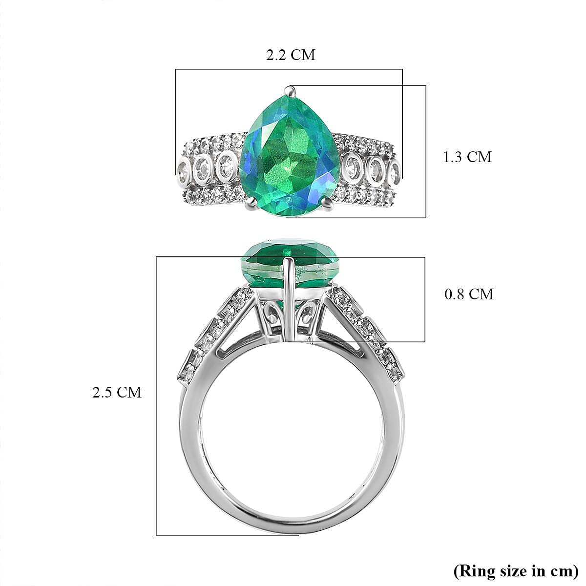 Peacock Triplet Quartz and Natural Cambodian Zircon Ring in Platinum Overlay Sterling Silver 4.37 Ct