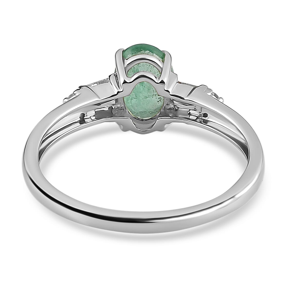 9K White Gold Ethiopian Emerald and Diamond Ring 0.80 Ct.