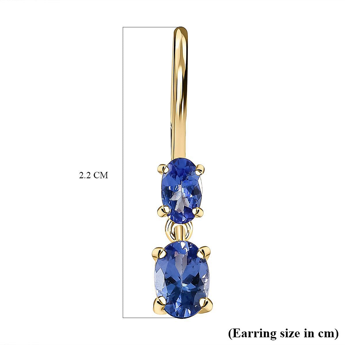9K Yellow Gold Tanzanite Lever Back Earrings (With Clasp) 1.328 Ct.