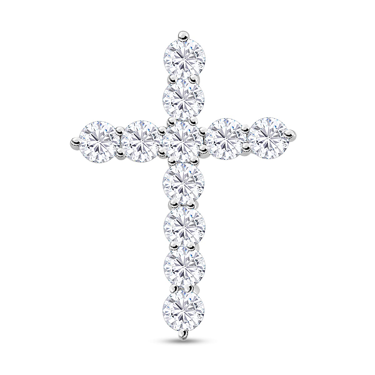 9K White Gold Moissanite Cross Pendant 1.144 Ct.