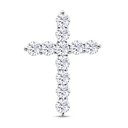  9K White Gold Moissanite Cross Pendant 1.144 Ct.
