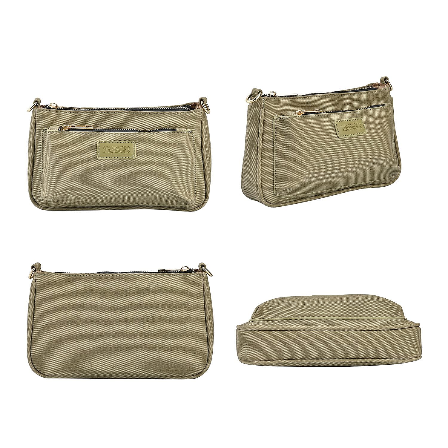 Passage - Faux Leather Crossbody Bag with RFID Protection and Removable Coin Pouch - Olive