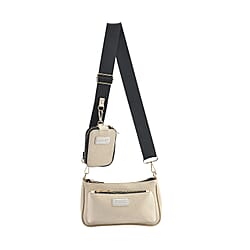 Passage - Faux Leather Crossbody Bag with RFID Protection and Removable Coin Pouch - Beige