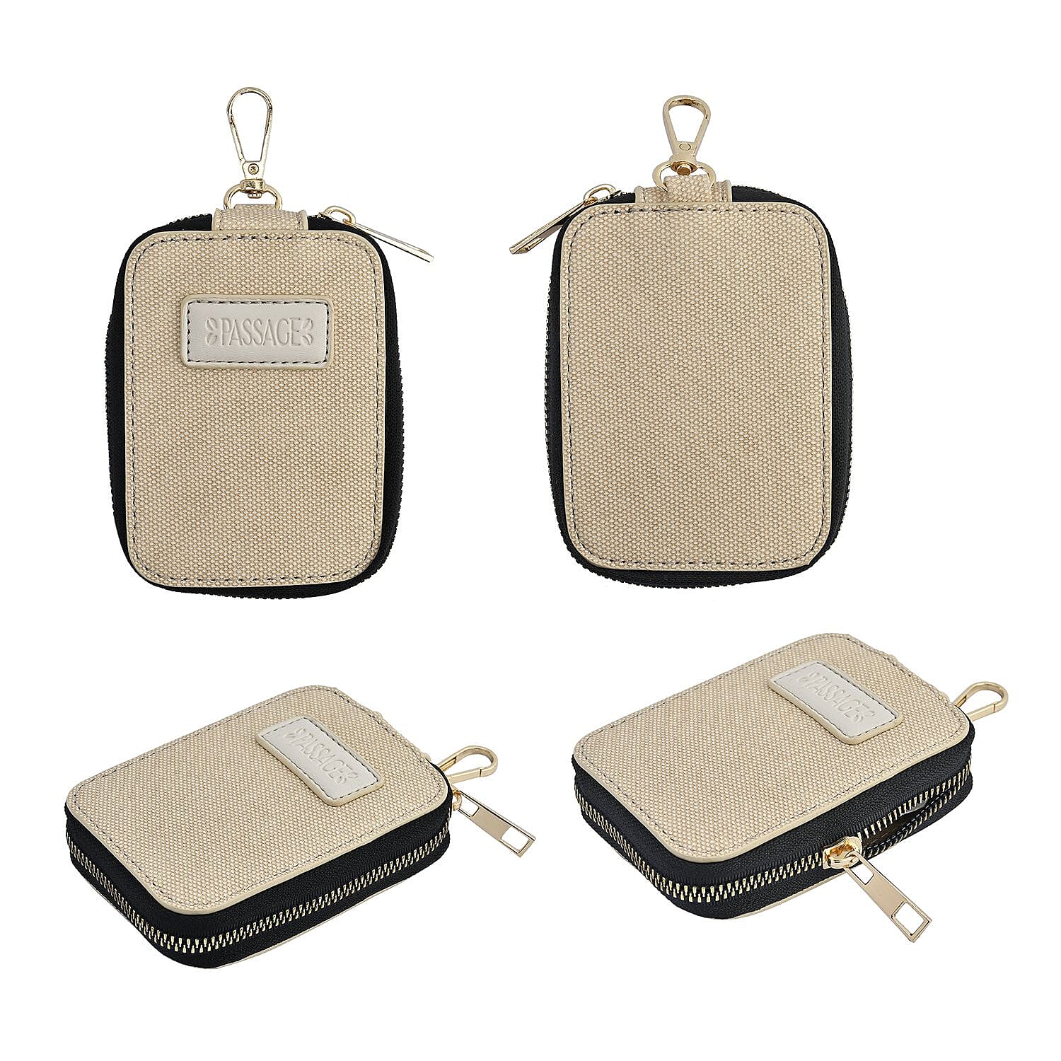 Passage - Faux Leather Crossbody Bag with RFID Protection and Removable Coin Pouch - Beige