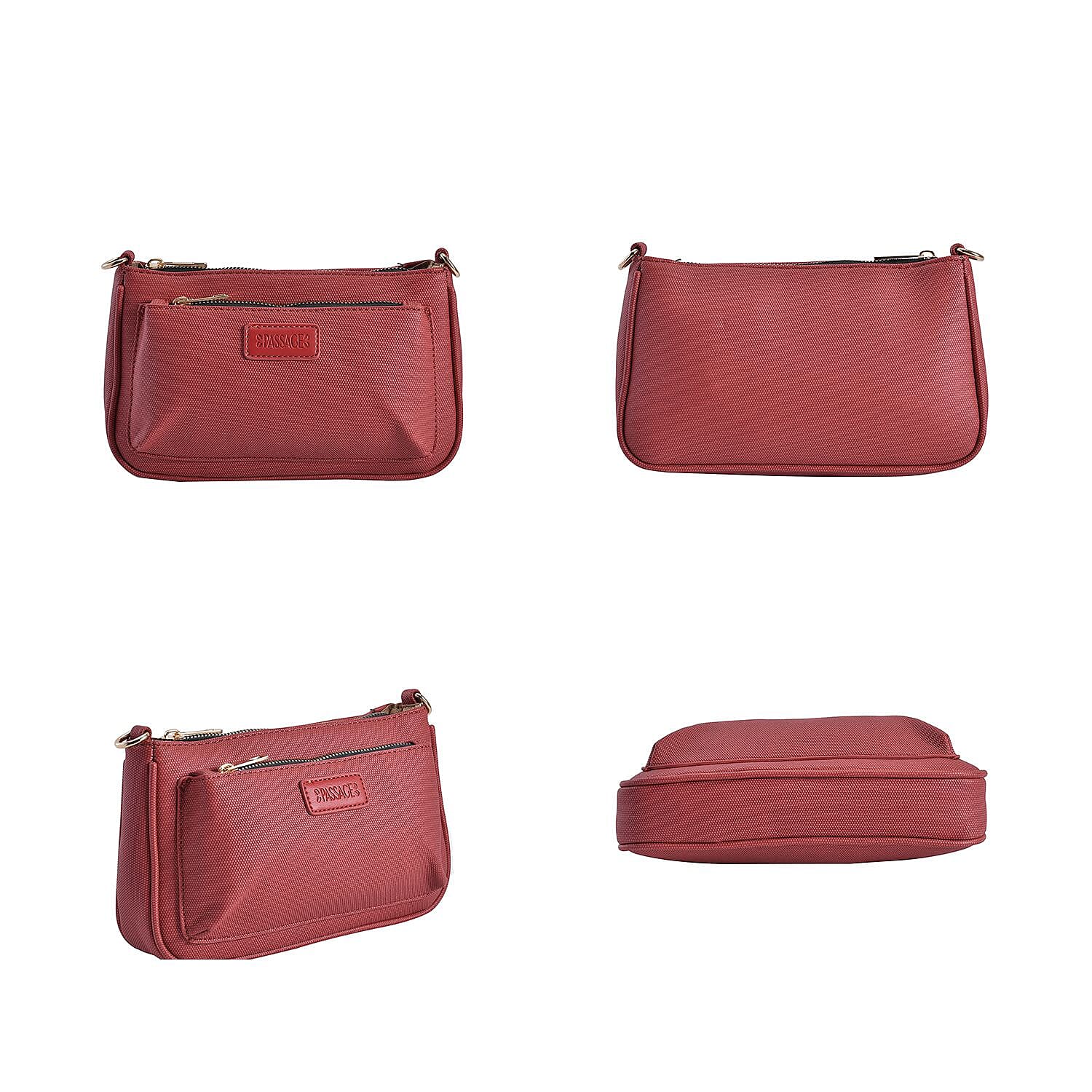 Passage - Faux Leather Crossbody Bag with RFID Protection and Removable Coin Pouch - Burgundy