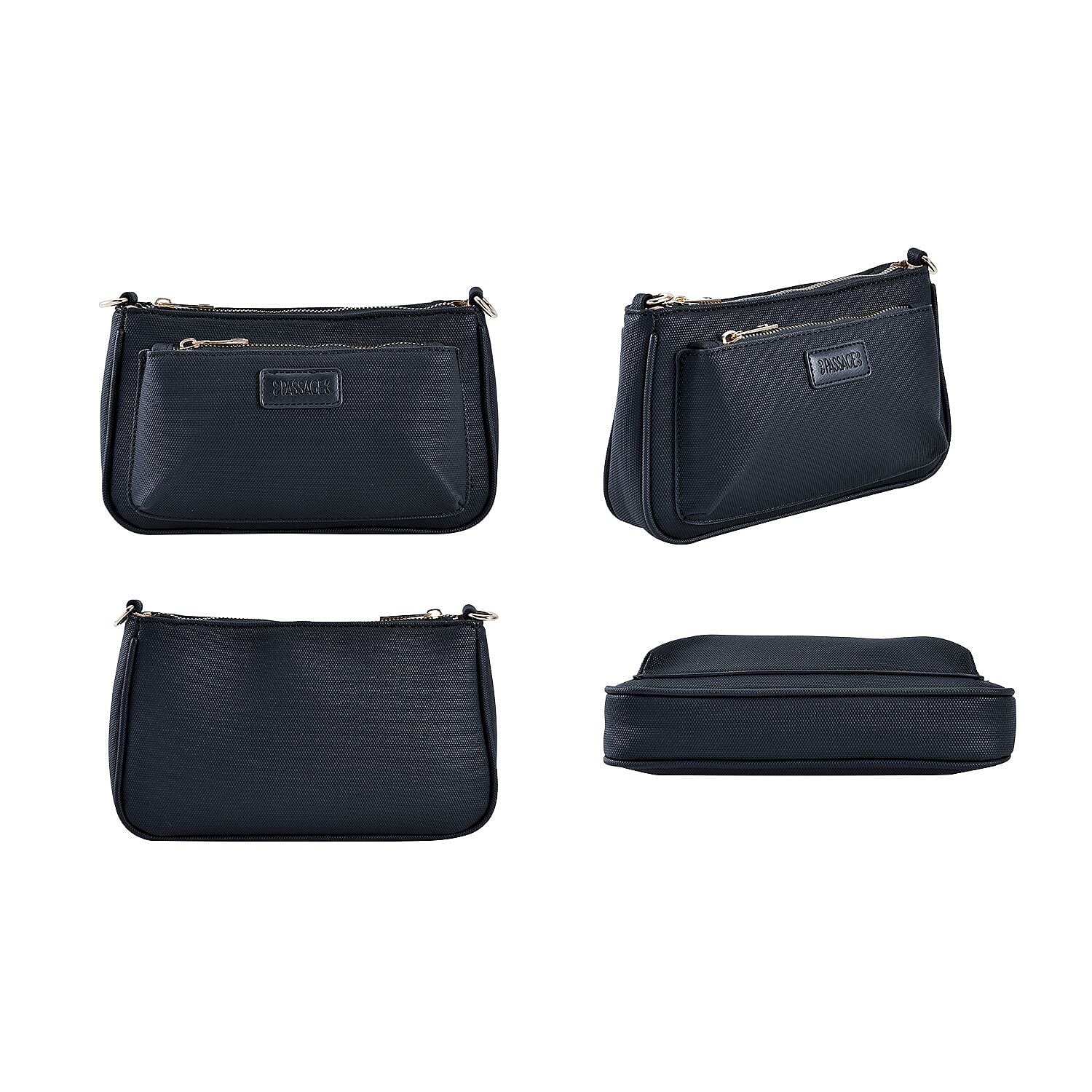 Passage - Faux Leather Crossbody Bag with RFID Protection and Removable Coin Pouch - Black