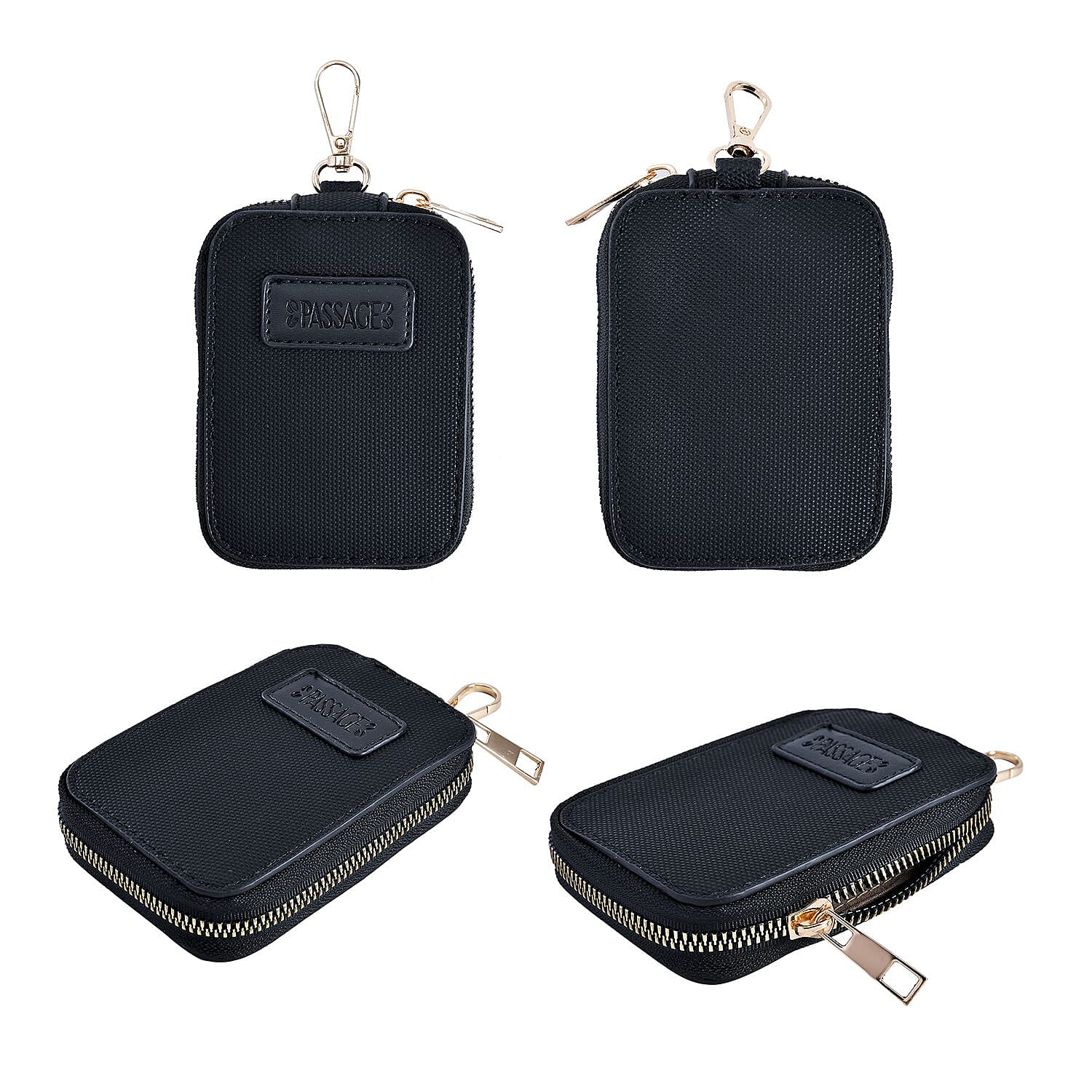 Passage - Faux Leather Crossbody Bag with RFID Protection and Removable Coin Pouch - Black