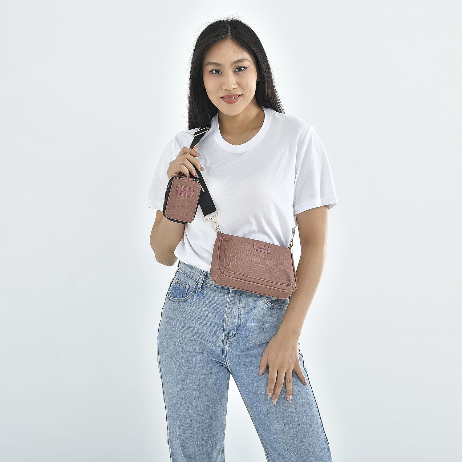 Passage - Faux Leather Crossbody Bag with RFID protection and Removable Coin Pouch - Brown