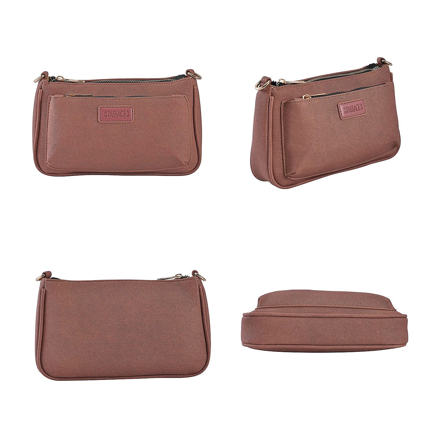 Passage - Faux Leather Crossbody Bag with RFID protection and Removable Coin Pouch - Brown