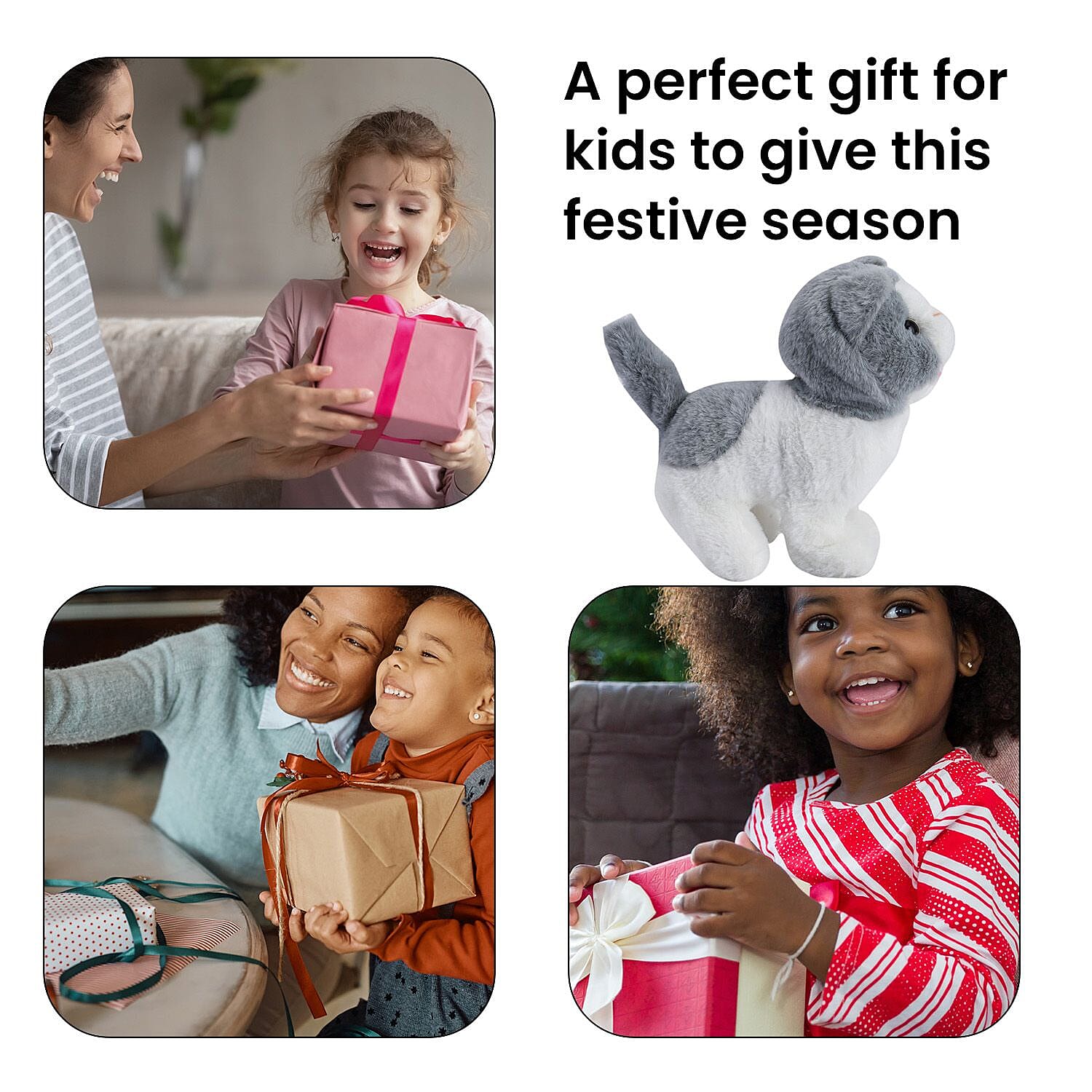 Doorbuster - Electric Walking Plush Cat Toy - Grey (Size 16x16x7 cm, 2 AA Battery Not Incl.)