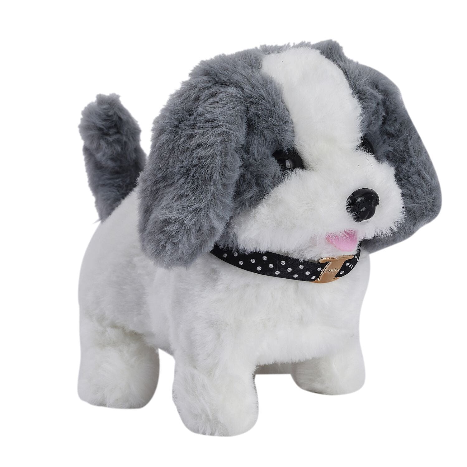 Electric Walking Plush Dog Toy - Grey (Size 18x15x13 cm, 2 AA Battery Not Incl.)