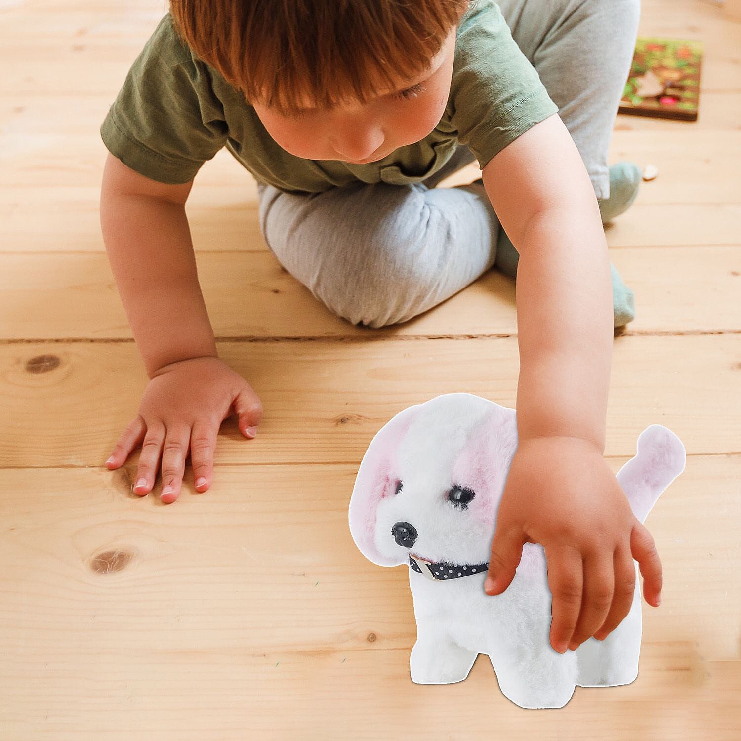 Doorbuster - Electric Walking Plush Dog Toy - Pink (Size 18x15x13 cm, 2 AA Battery Not Incl.)