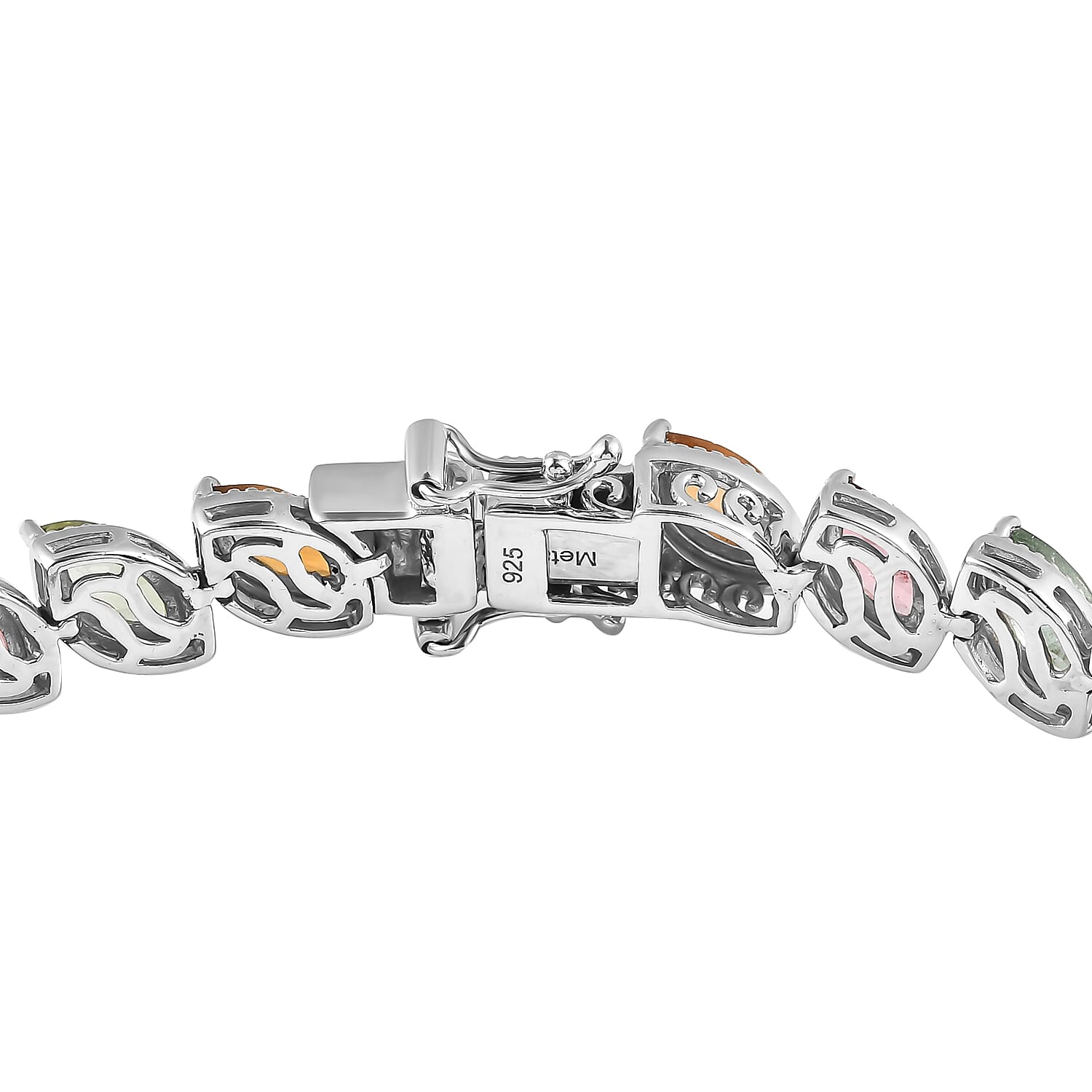 Multi Tourmaline Bracelet (Size - 7) in Platinum Overlay Sterling Silver 11.35 Ct, Silver Wt. 15.87 Gms.