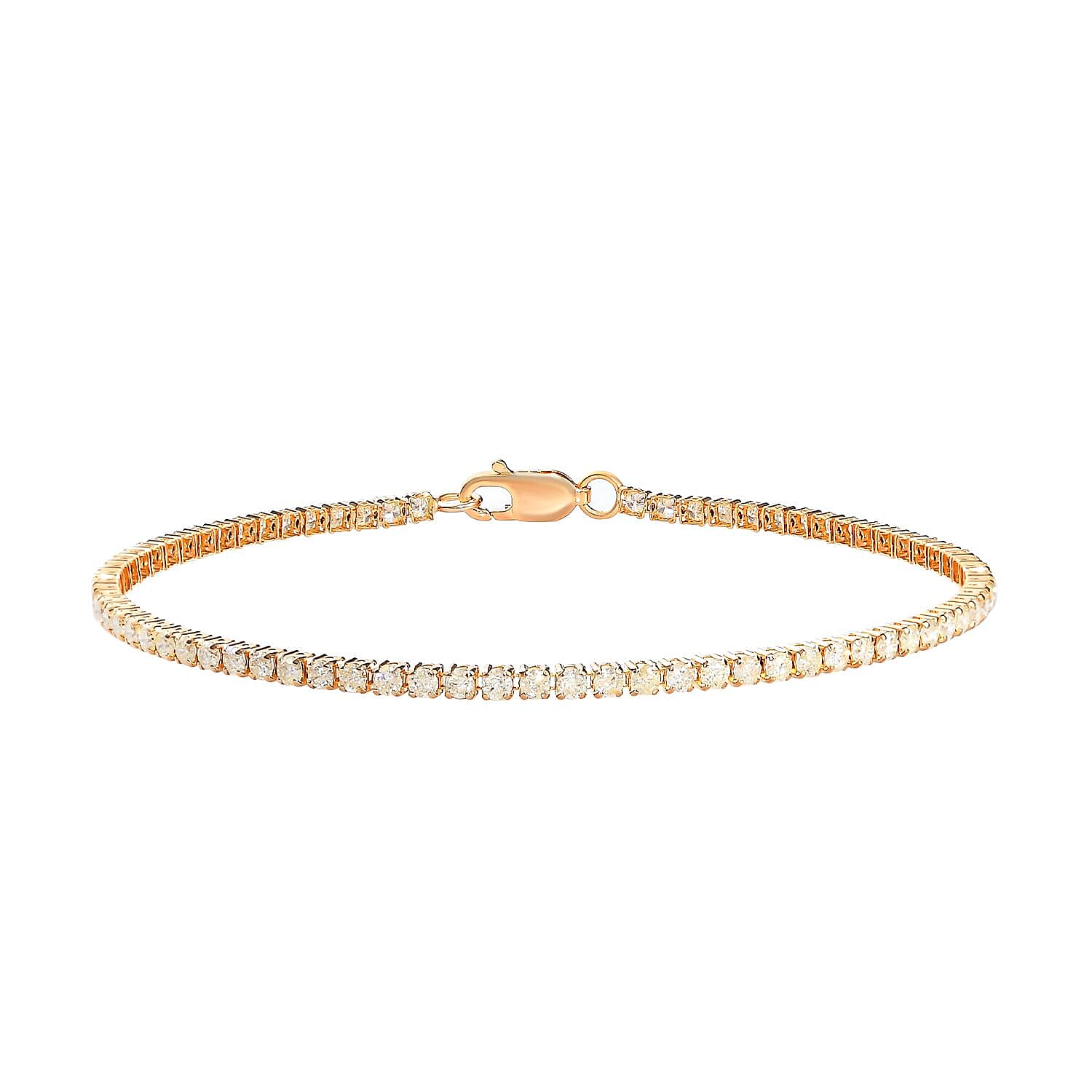 Natural Yellow Diamond Link Bracelet (Size - 7.5) in Vermeil Yellow Gold Overlay Sterling Silver 2.60 Ct.