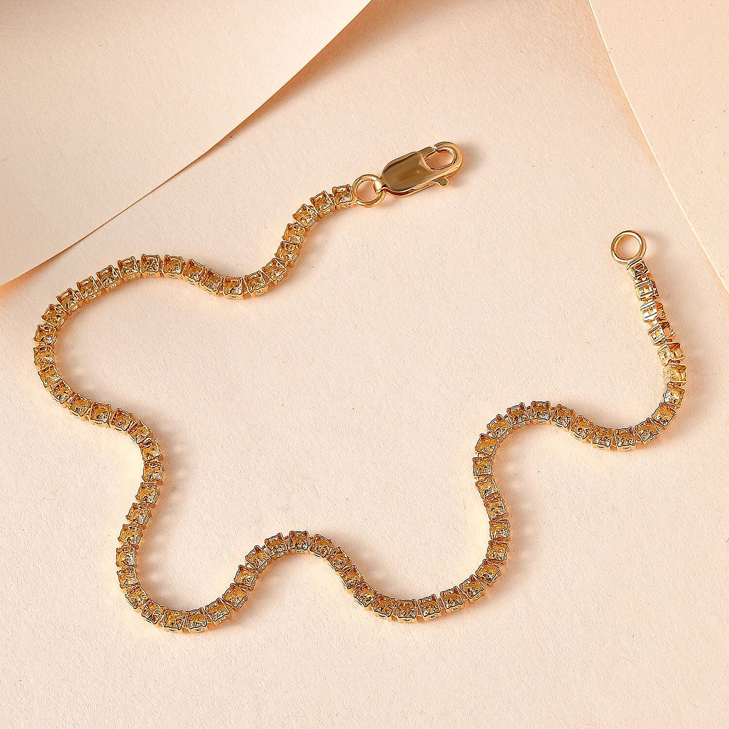 Natural Yellow Diamond Link Bracelet (Size - 7.5) in Vermeil Yellow Gold Overlay Sterling Silver 2.60 Ct.