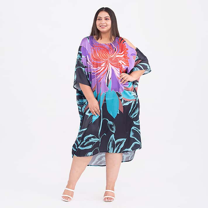 Tamsy Exclusive Print Kaftan Dress - Black