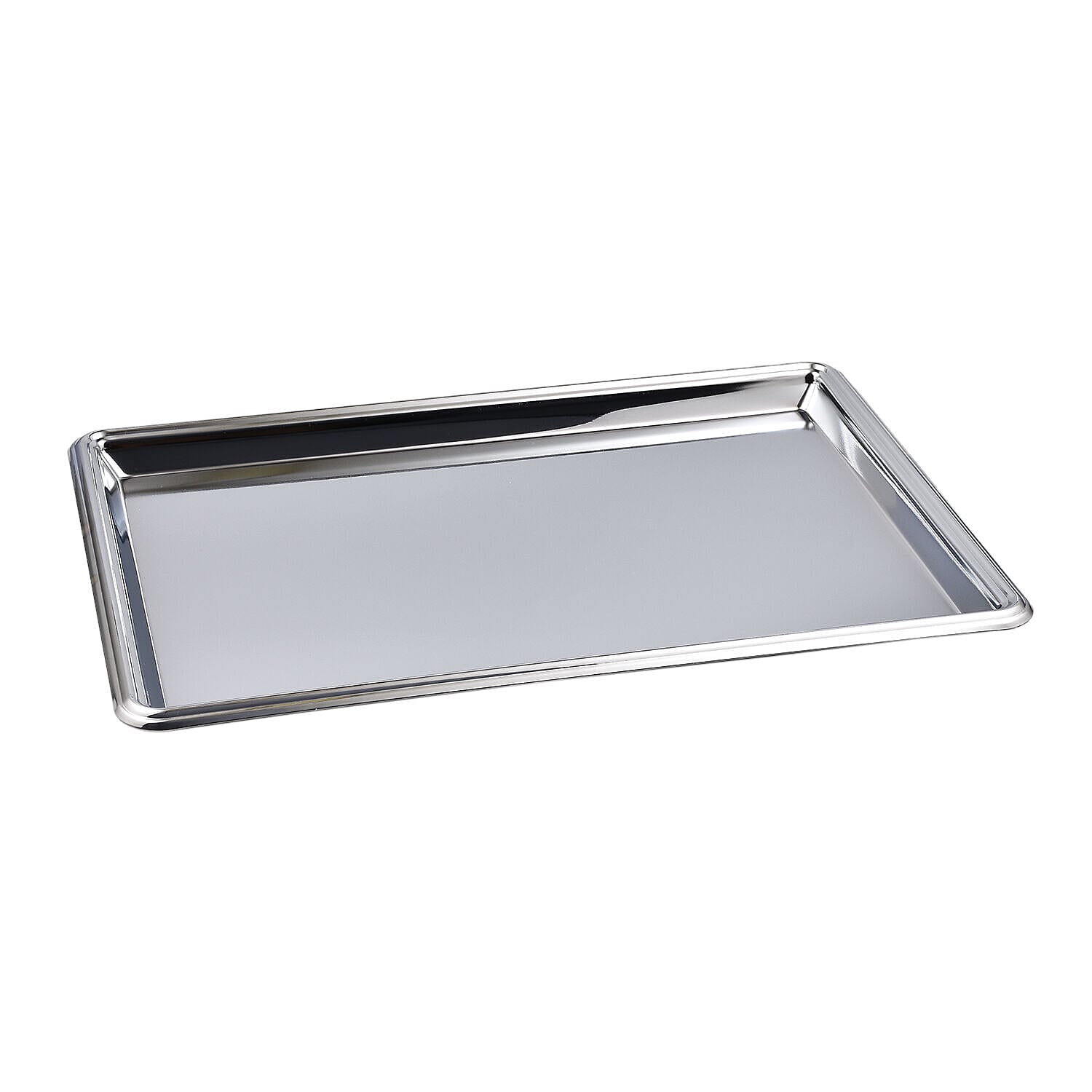 Hervit Creations Chrome Rectangular Tray (Size 30x20 Cm) - Silver