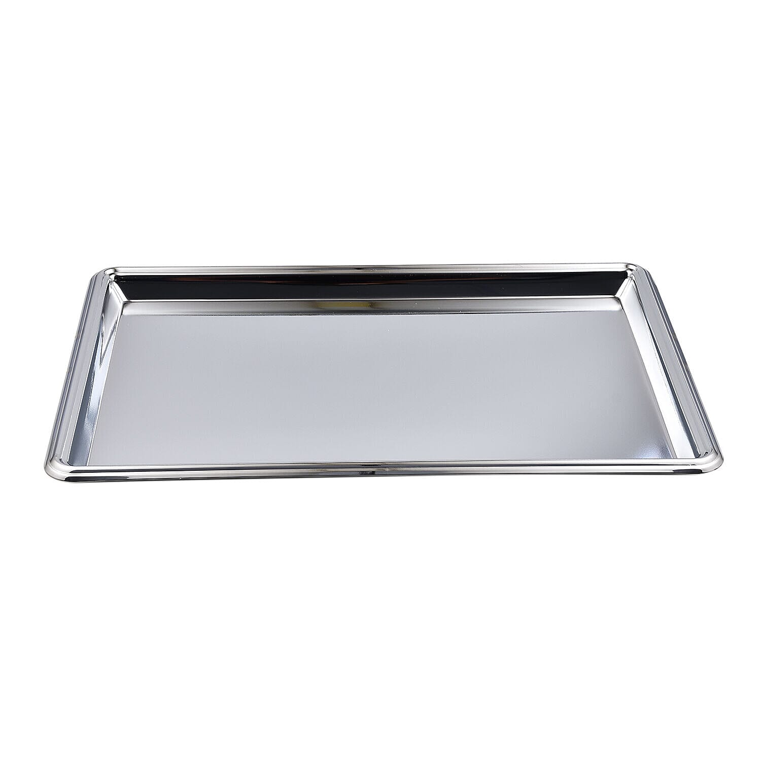 Hervit Creations Chrome Rectangular Tray (Size 30x20 Cm) - Silver
