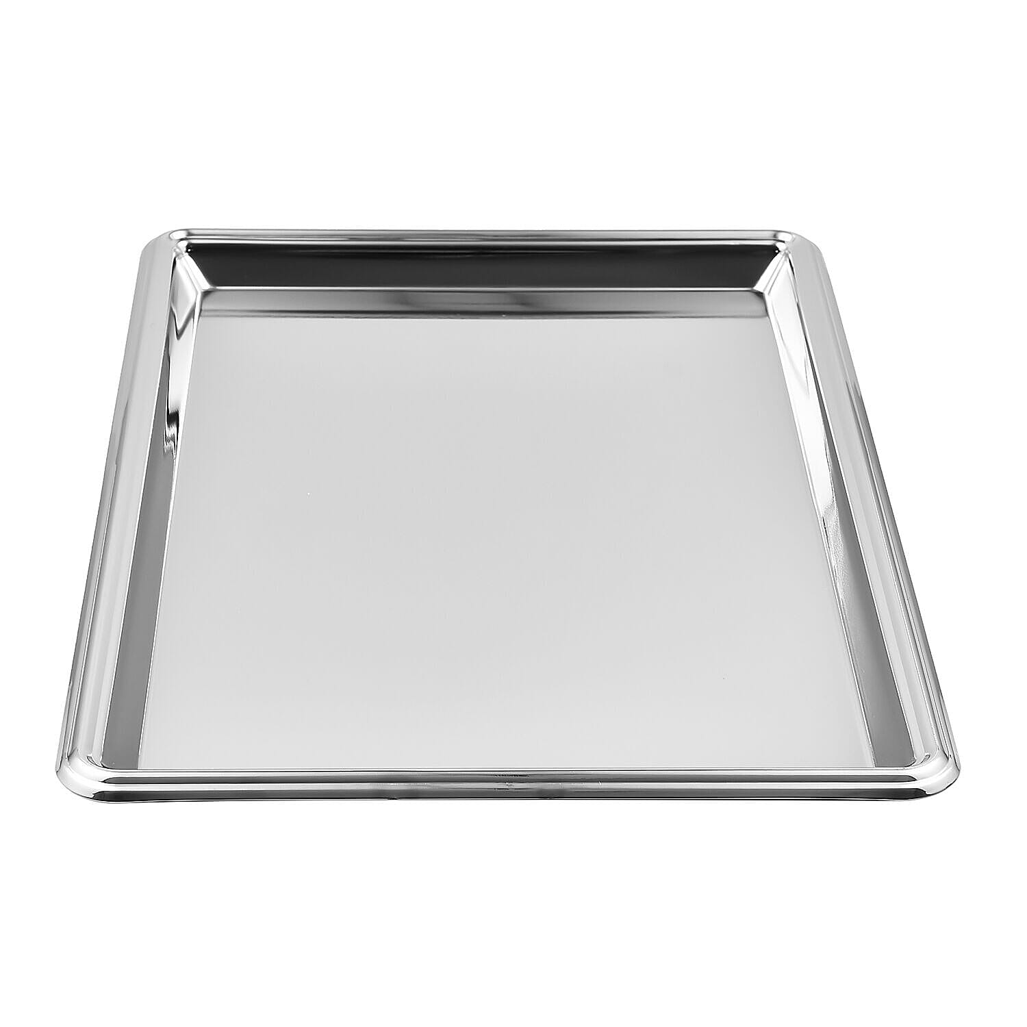 Hervit Creations Chrome Rectangular Tray (Size 30x20 Cm) - Silver
