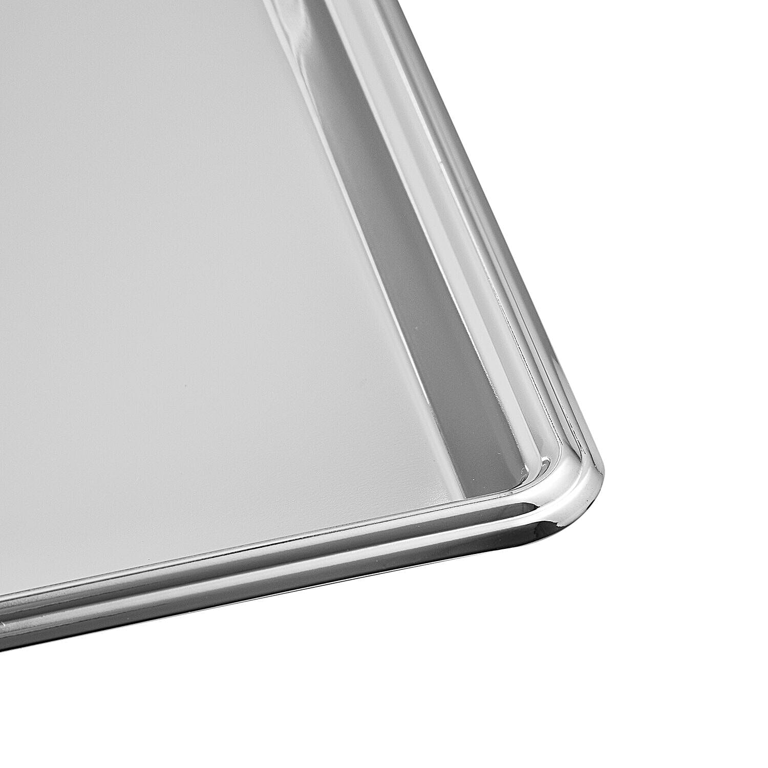 Hervit Creations Chrome Rectangular Tray (Size 30x20 Cm) - Silver