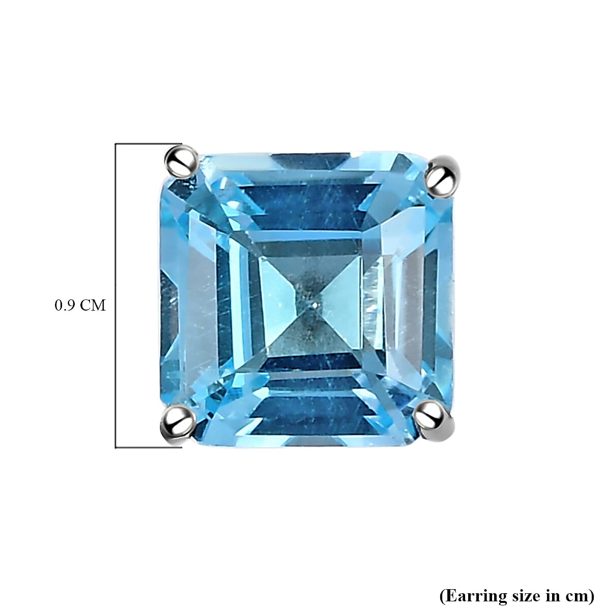 Asscher Cut Skyblue Topaz Stud Earrings with Push Back in Platinum Overlay Sterling Silver 6.18 Ct.
