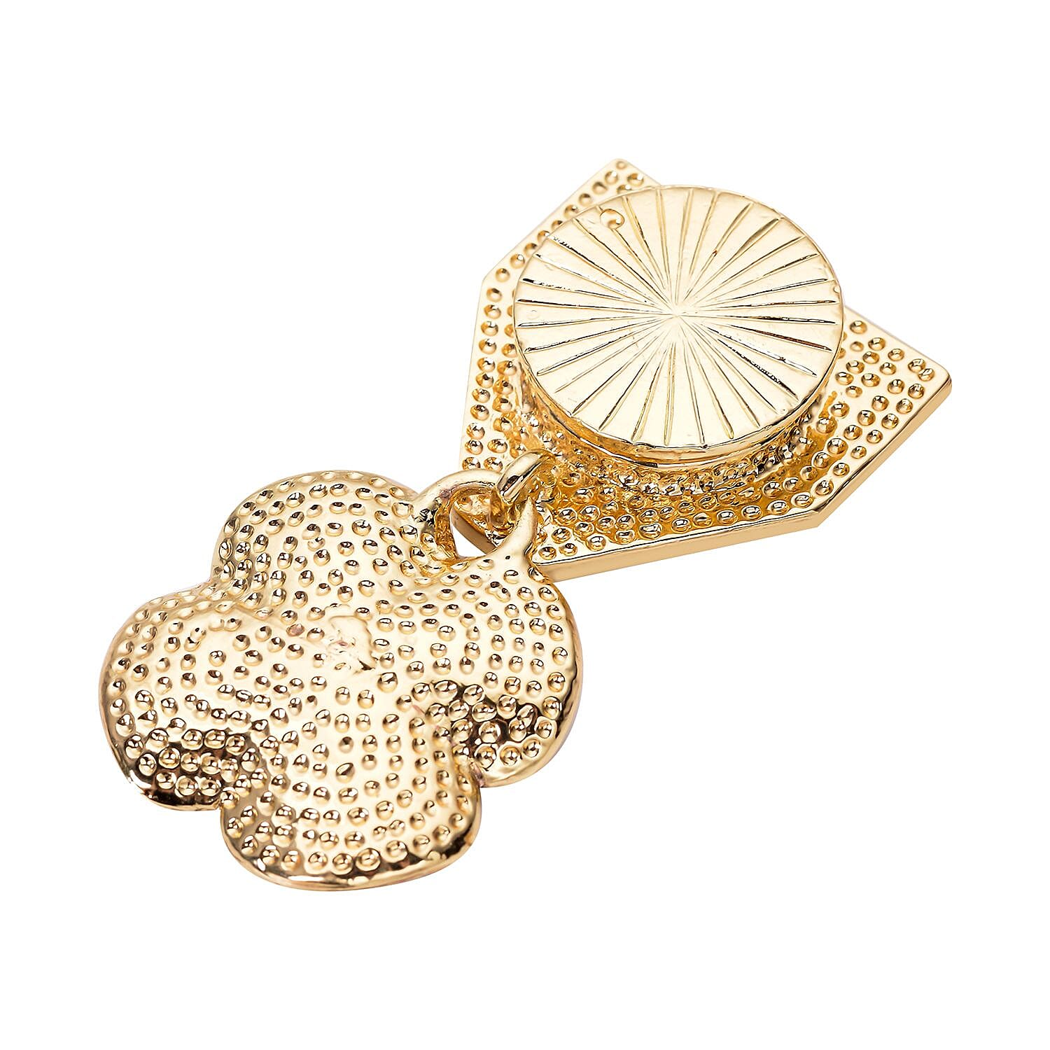 Black Austrian Crystal Enamelled Flower Brooch in Gold Tone