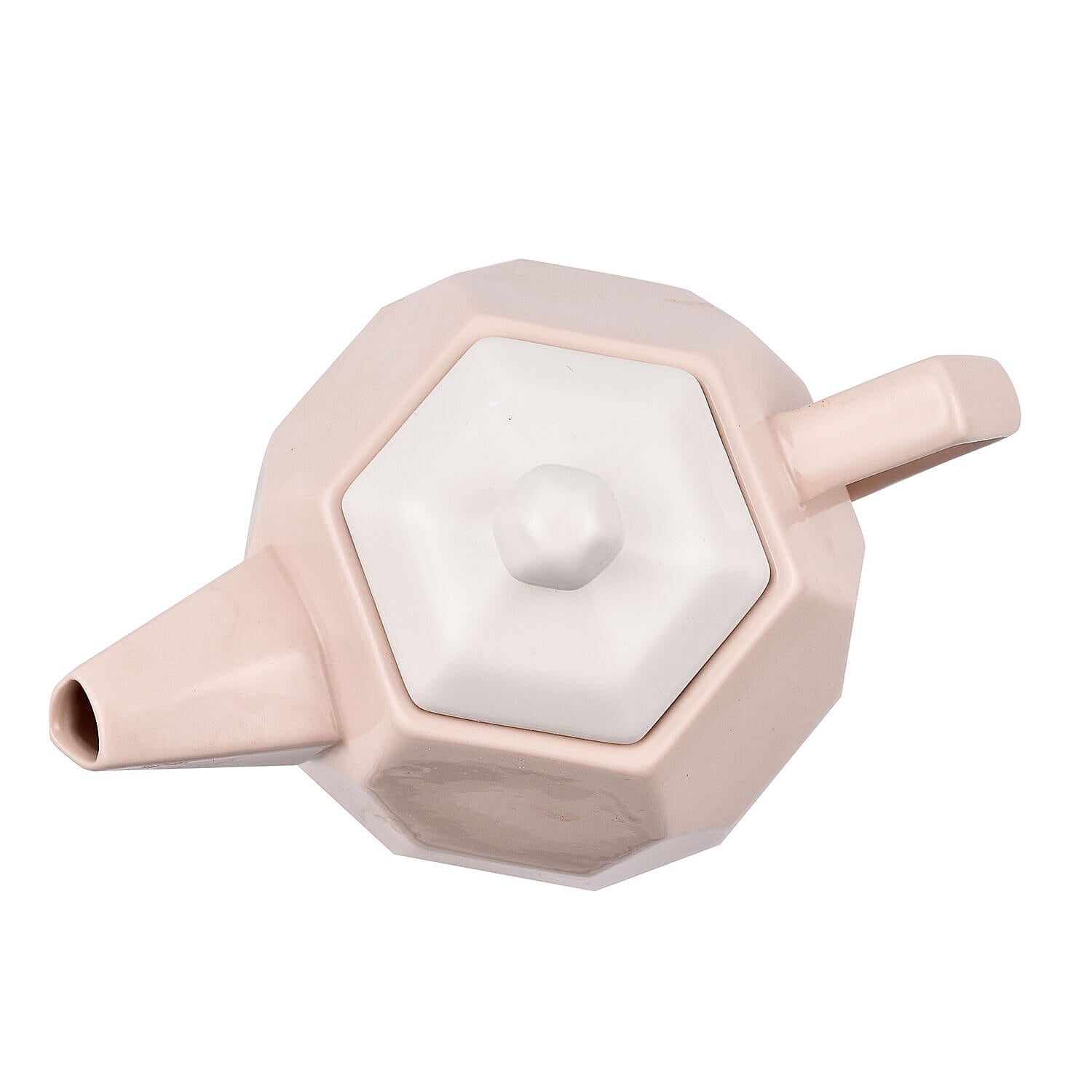 Tea Pot and Cup Set For One Diamond Porcelain in Gift Box (Size 19x18x14 Cm) - Light Grey and Light Pink