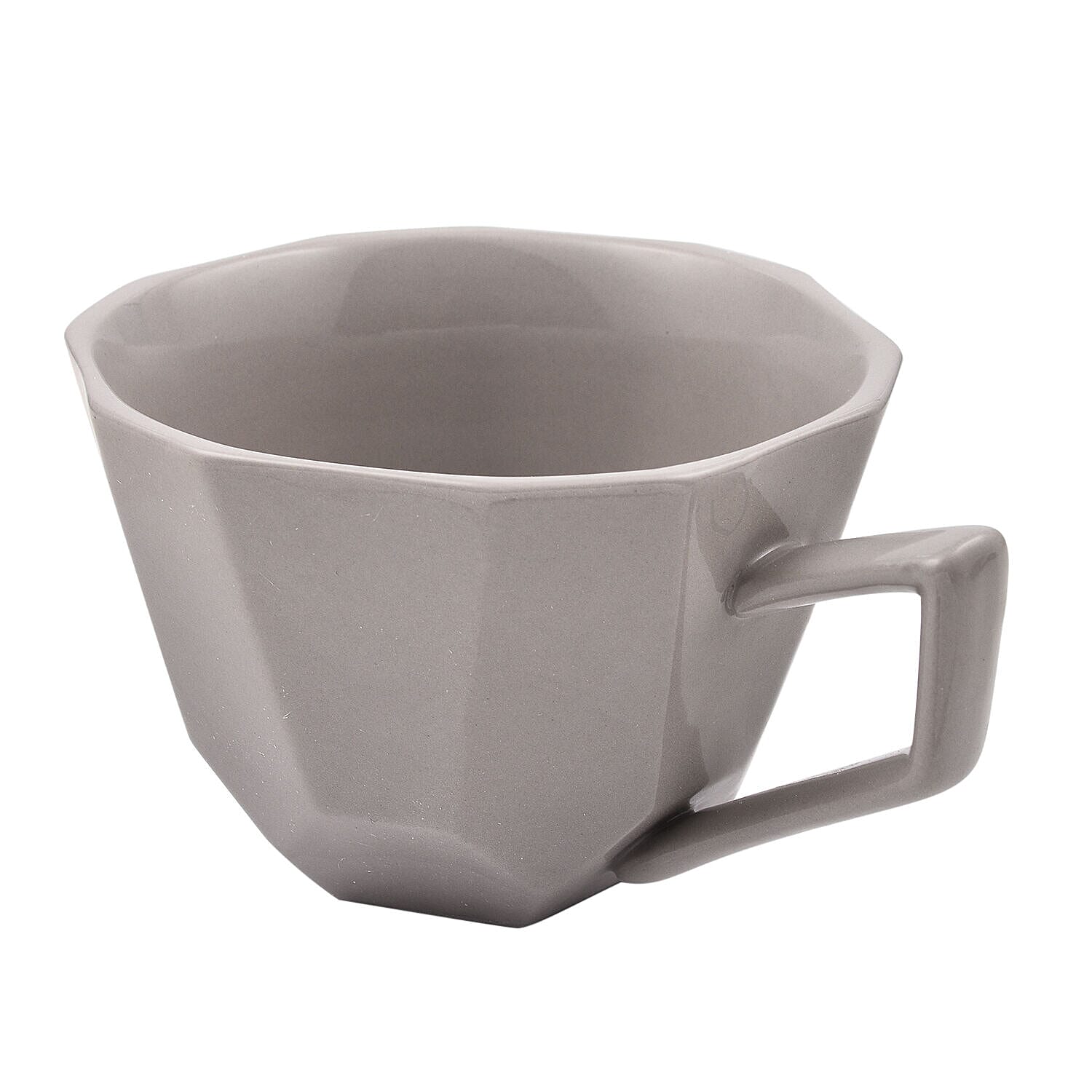 Tea Pot and Cup Set For One Diamond Porcelain in Gift Box (Size 19x18x14 Cm) - Light Grey and Light Pink