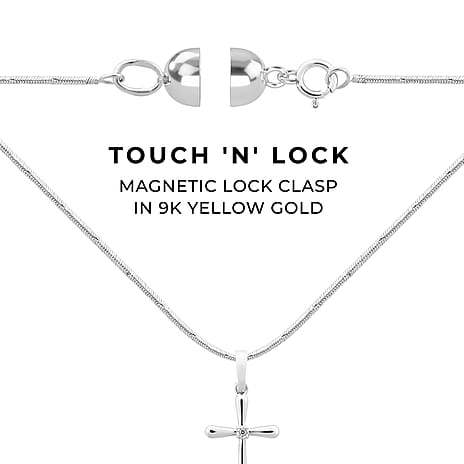 9K White Gold Magnetic Lock with Spring Clasp