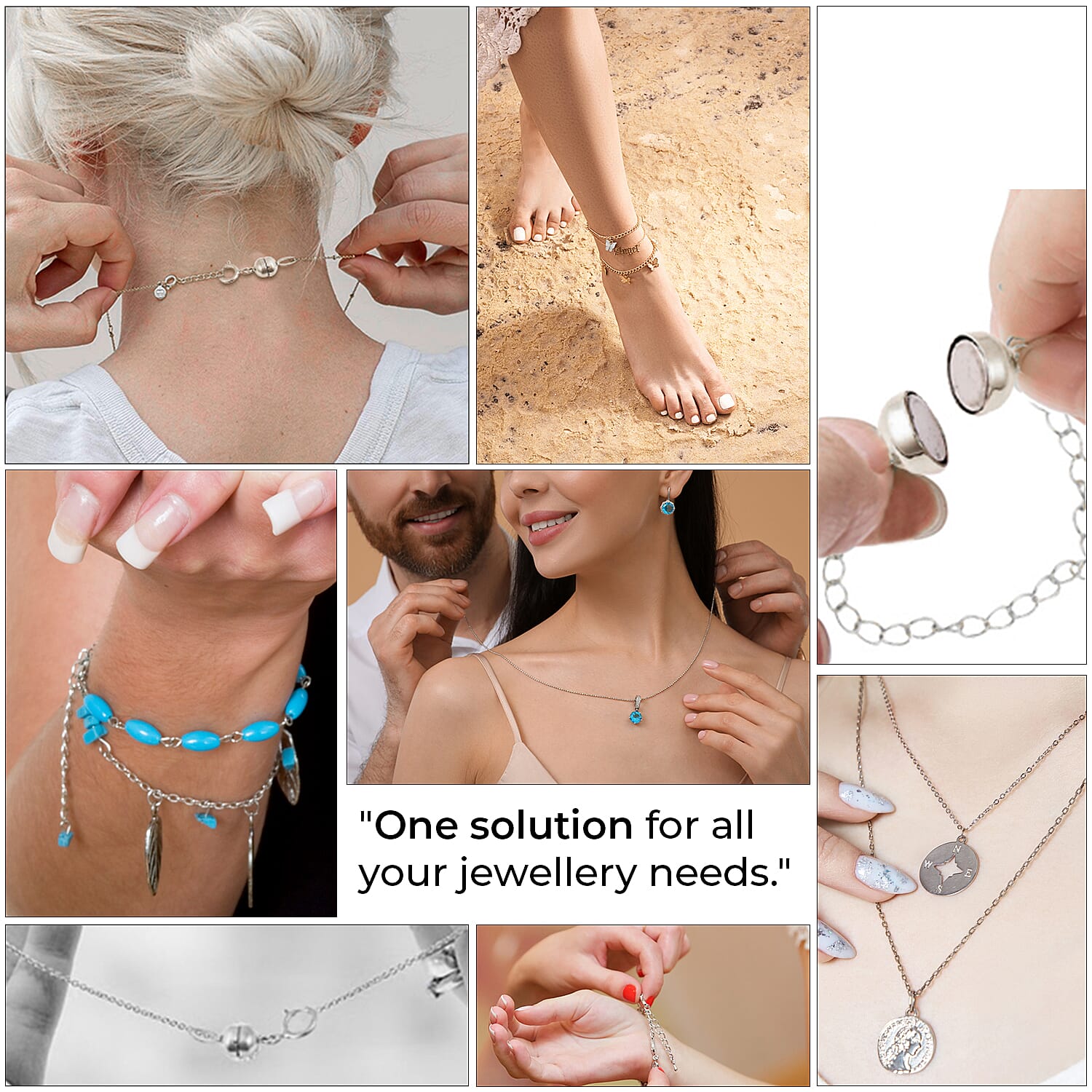 9K White Gold Magnetic Lock with Spring Clasp