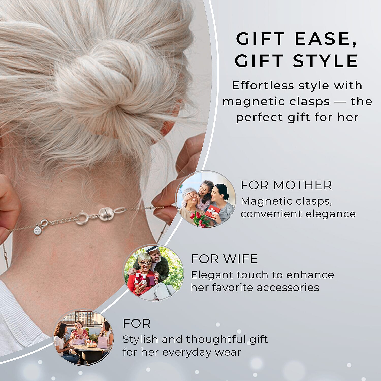 9K White Gold Magnetic Lock with Spring Clasp