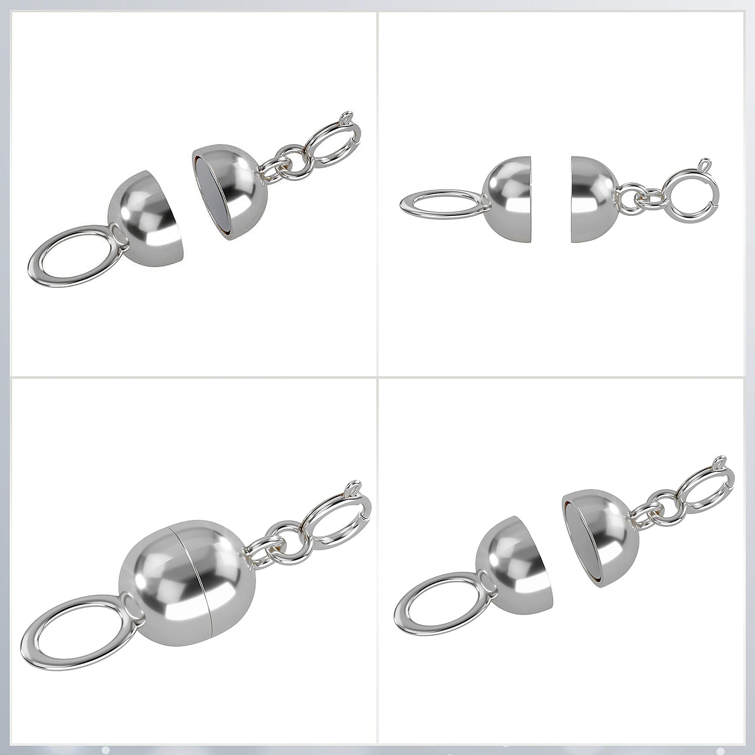 9K White Gold Magnetic Lock with Spring Clasp