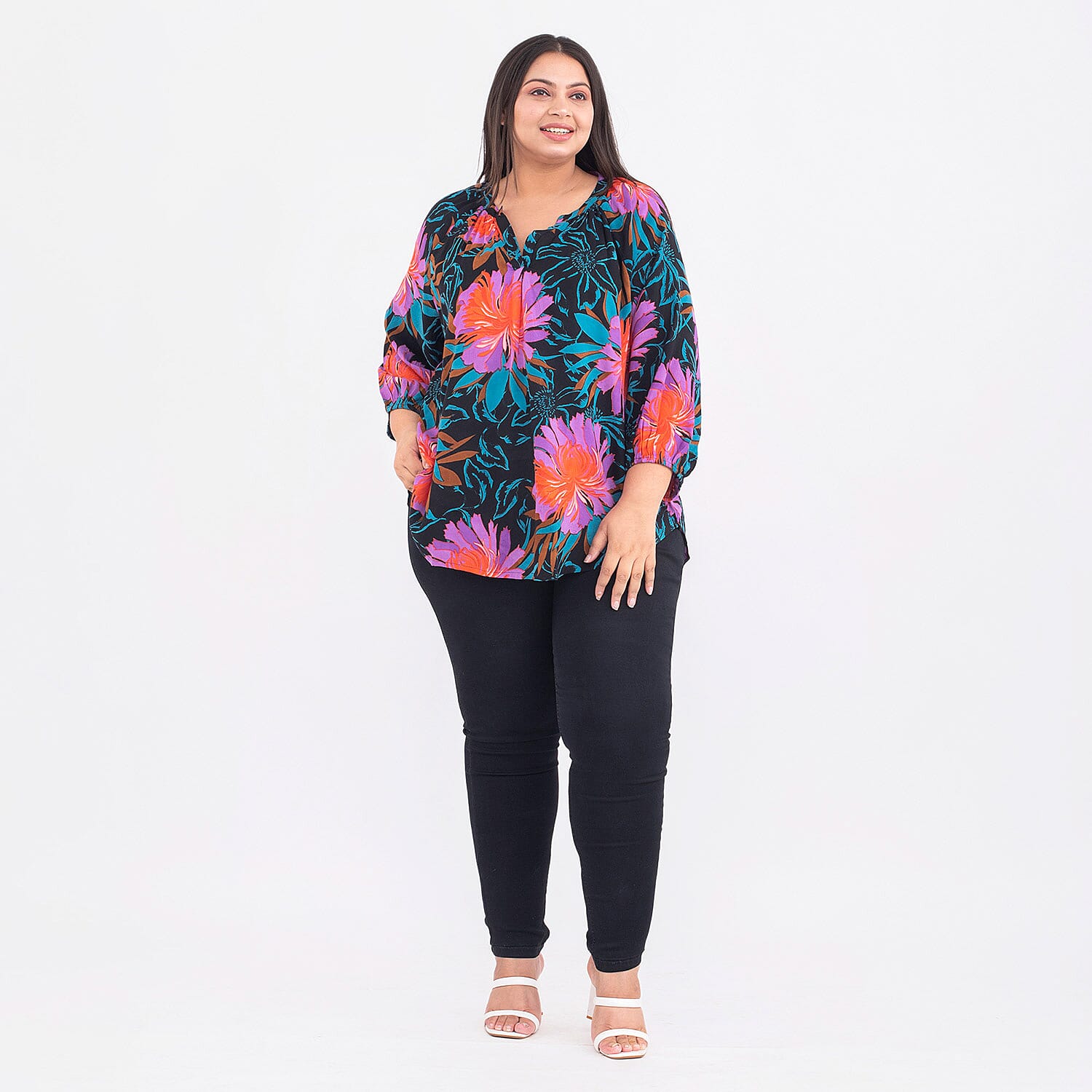 Tamsy Viscose Printed Top - Purple