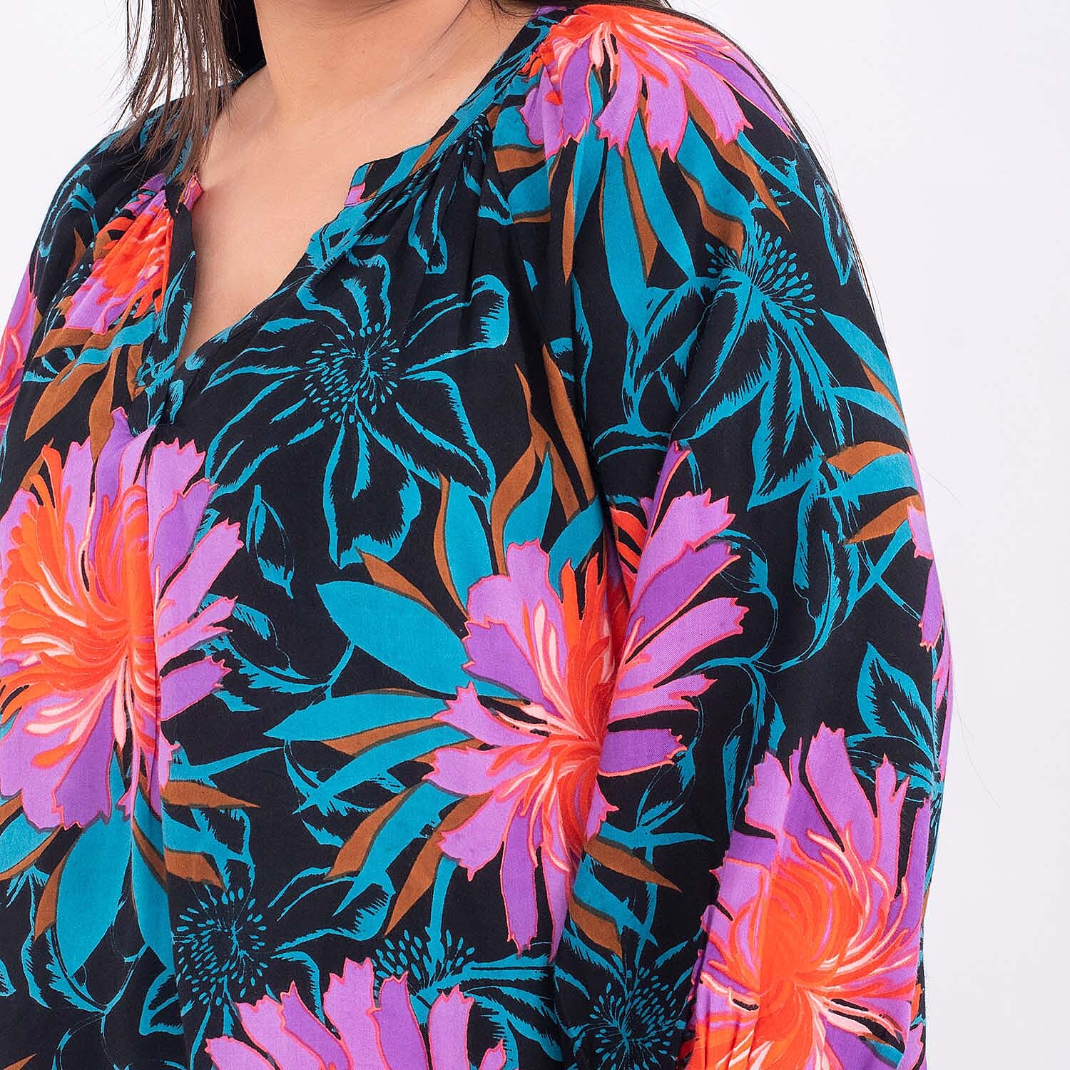 Tamsy Viscose Printed Top - Purple