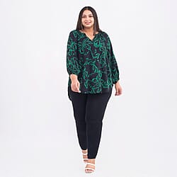 Tamsy Viscose Printed Top - Green