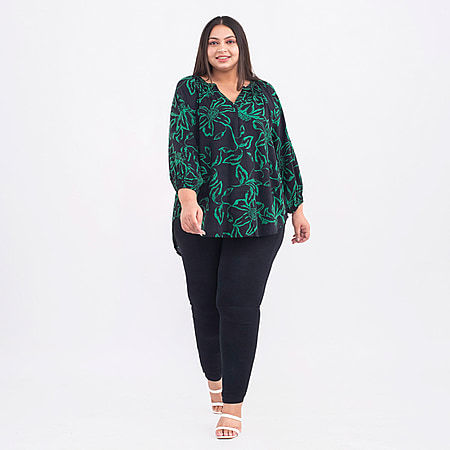 Tamsy Exclusive Print Top - Green and Black